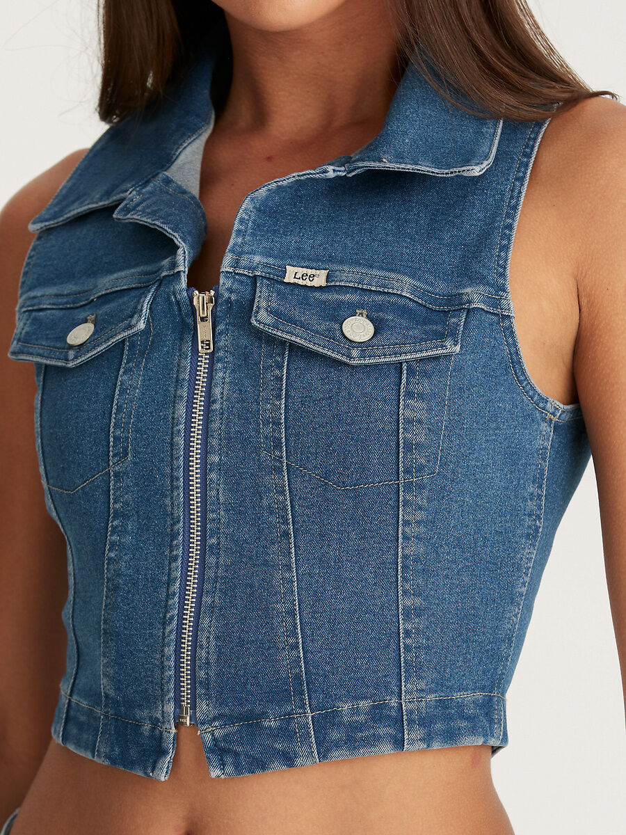 Ameri VINTAGE COMPACT FADE DENIM VEST COMPACT FADE DENIM